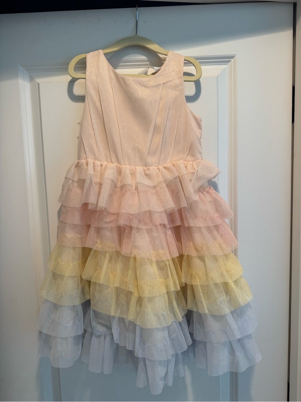 H&M Girls Pastel Ruffle Layered Party Dress - Pink, Yellow, Light Blue